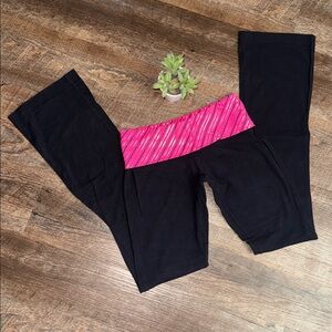 SO Junior’s Black with Pink Fold-Over Yoga Leggings